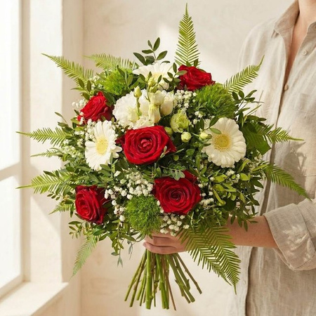 Blumenversand Edelweiß Blumenstrauß Rose Gerbera Mixed Multicolor zum Anniversary