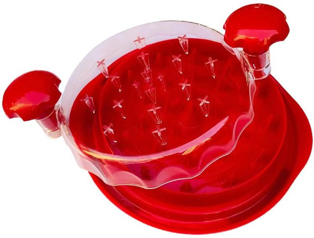 SEEQS Fleischzerkleinerer mit transparentem Deckel und ergonomischem Griff in Rot - Bild 1