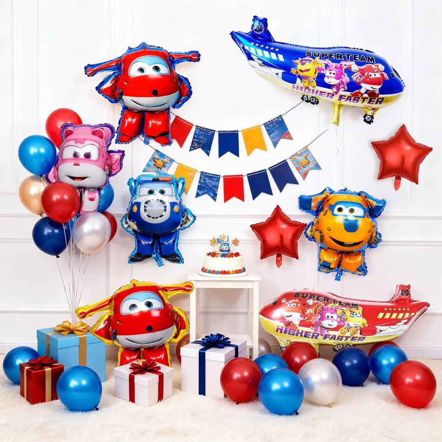 9 Stück Super Wings Folienballons in Mehrfarbig für deine Super Wings Partydekoration und Geburtstagsdekoration - Bild 4
