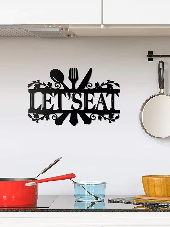 CIFBUY Vintage Metall-Wandkunst für die Küche, Rustikales Eisen-Schild-Dekor in Schwarz, Rechteckige Aluminiumplatten-Dekoration für dein Zuhause - Bild 4