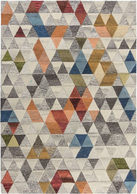 Schmutzabweisender Wollteppich Kadima Design Mosaik in Bunt, B/T: 120 x 170 cm - Bild 1