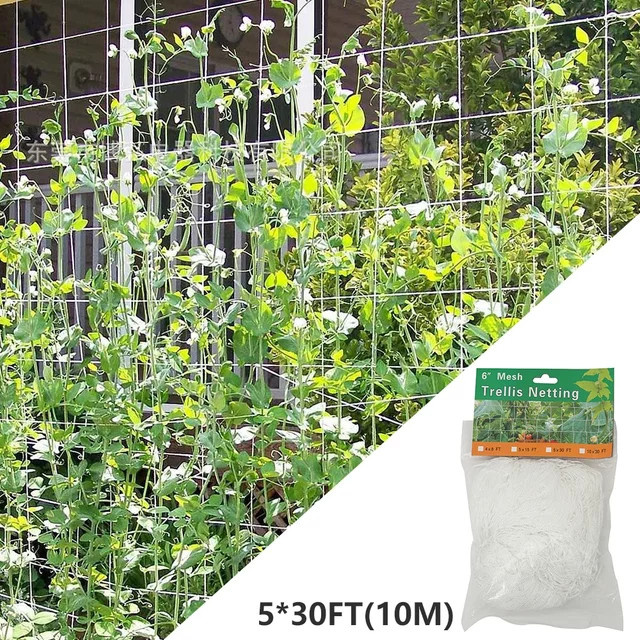 Kletternetz für den Garten aus weißem Polyester, 10m Rankgitter als Pflanzenspalier und Unterstützung für Kletterpflanzen und Reben - Bild 1