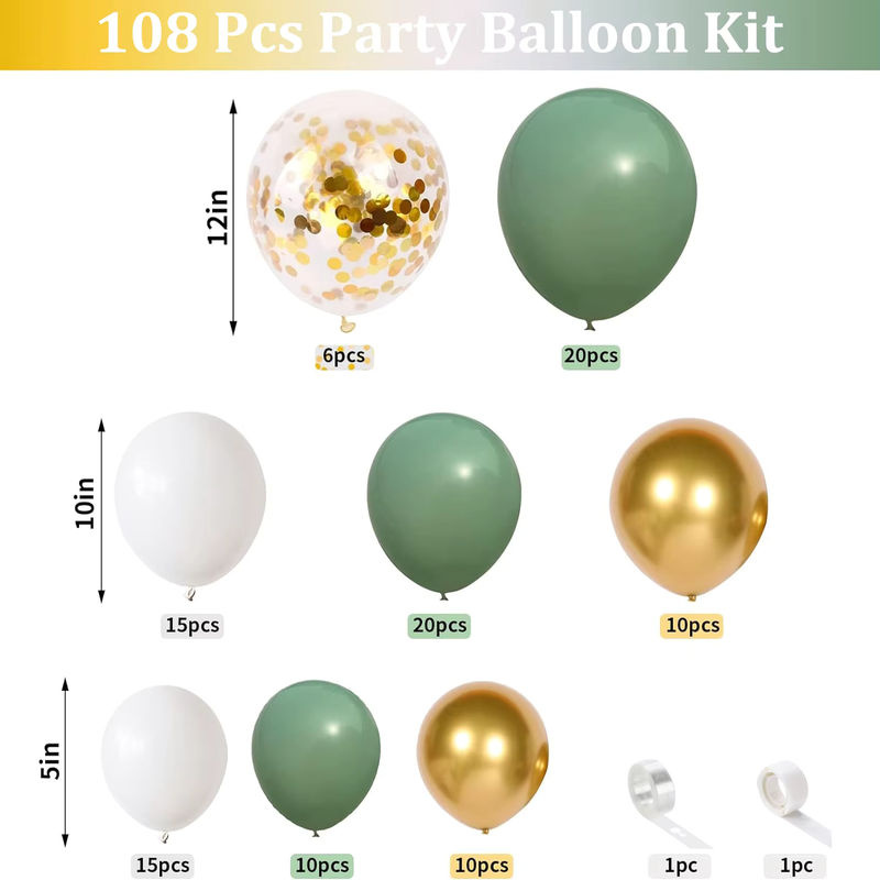 108-teiliges Latex-Ballonbogen-Set in Grün und Mehrfarbig für deine Dekoration bei Geburtstagen oder Hochzeiten - Bild 2