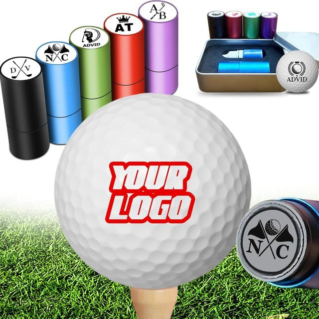 Personalisierter Golfball-Stempel mit individuellem Logo für maßgeschneiderte Markierungen in Schwarz und Mehrfarbig - Bild 1