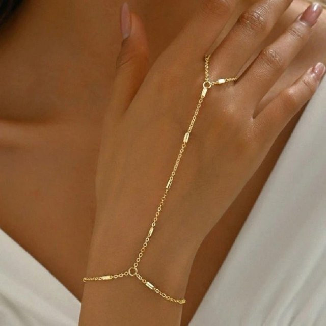 Lucky Star Jewelry Handkette Ring Armband, Messing, Gold, Zirkonia, Perle, Damen - Bild 1