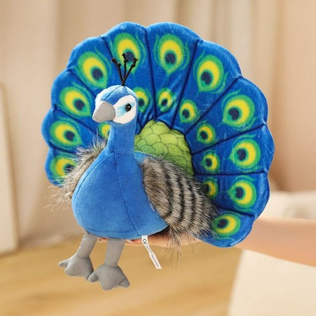 Schwanzspreizender Pfau Plüschtier, 30cm, ab 2 Jahren, Bunt / Mehrfarbig - Bild 1
