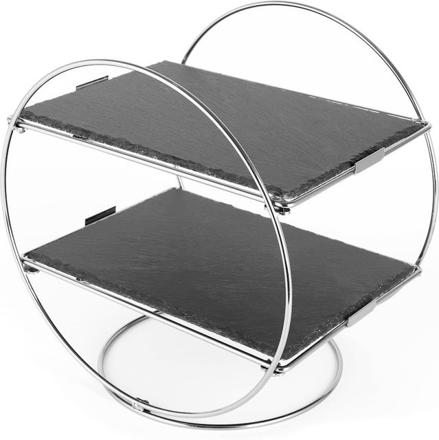 ECHTWERK Schiefer Etagere im Art-Deco-Stil, 2-stöckig mit geometrischem Design - Bild 1