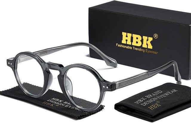 HBK Vintage Lesebrille, Rund, Vollrand, Kunststoff, Unisex, Black - Bild 1