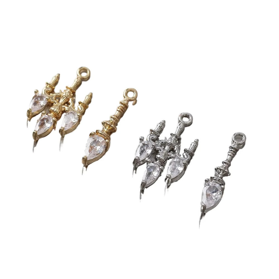 QTOUYE Charms, Kristall, Messing, 14 Karat vergoldet, Gold, Unisex - Bild 3