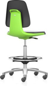 Bimos Arbeitsstuhl Labsit mit Supertec Sitzschale in Grün, Aluminiumfuß mit Fußring und Sitz-Stop-Rollen, Sitzhöhe: 56 - 81 cm - Bild 1