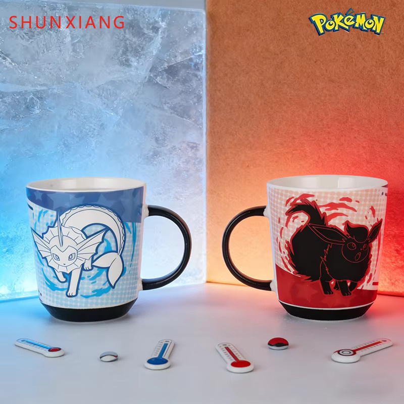 SHUNXIANG Pokémon Keramikbecher mit Farbwechsel Design Vaporeon & Flareon, Mehrfarbig, Trinkgeschirr für Heiß- und Kaltgetränke - Bild 2