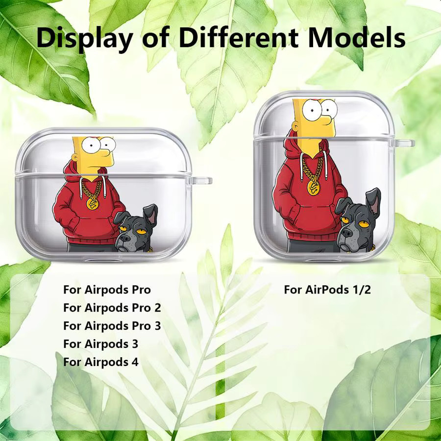 Transparente Kopfhörerhülle im Simpsons Cartoon Design für Apple AirPods 3, 1 Pro, 3 Pro, 2 Pro und 4 - Bild 3