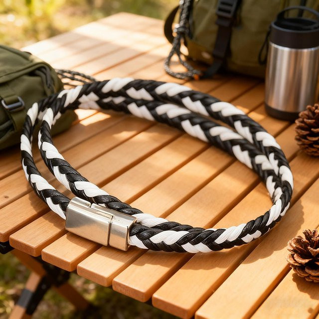 Armband Noter, Leder, geflochten, Schwarz, Herren - Bild 1