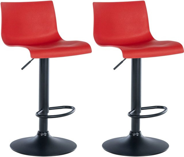 DELUKE 2er Set Barhocker GEBEL in Rot, höhenverstellbare Barstühle mit Lehne und 360 Grad Drehsitz, B/T/H: 39 x 36 x 84 cm - Bild 1