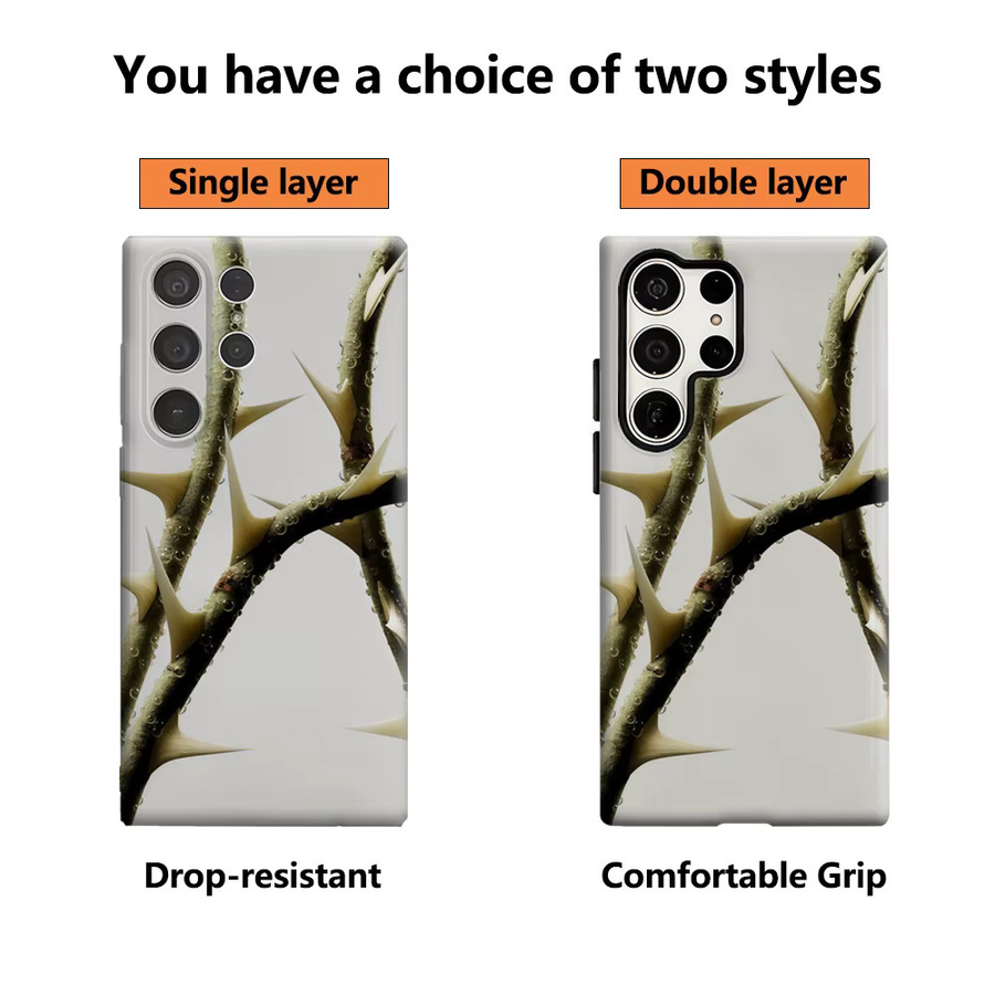 Potdemiel Handyhülle Thorny Branches mit Dew für Samsung Galaxy S25 Ultra, S24 und S23 Ultra Plus, glänzende doppellagige Rückseite, Multicolour - Bild 2