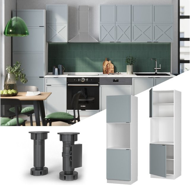 Vicco Vorratsschrank Fame-Line in Weiß, Hellblau und Grau mit 2 Türen und Soft-Close-Funktion, Breite: 60 cm, Höhe: 251,9 cm - Bild 1