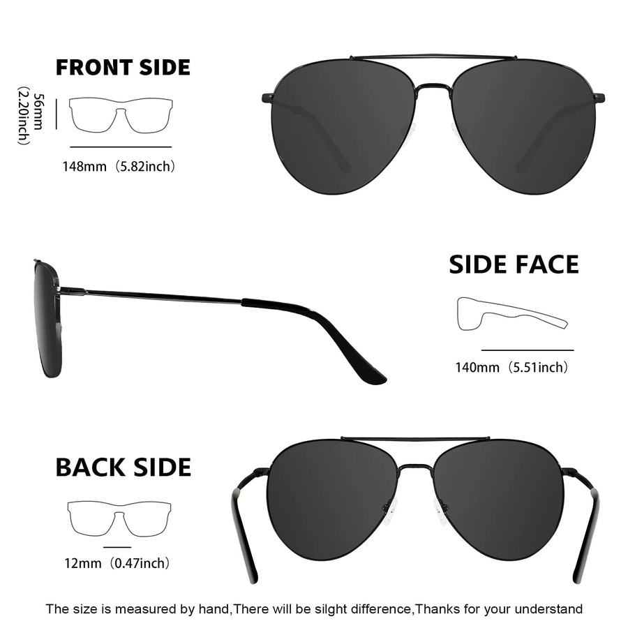 Maxjuli Sonnenbrille Aviator, Metall, Schwarz, Unisex, Vollrand, polarisiert - Bild 3