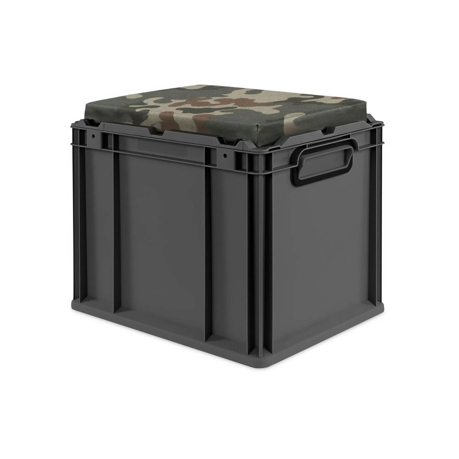 PROREGAL Eurobox Nextgen Seat Box Camouflage Sitzbox in Schwarz und Grün, H x B x T: 36,5 x 30 x 40 cm - Bild 2