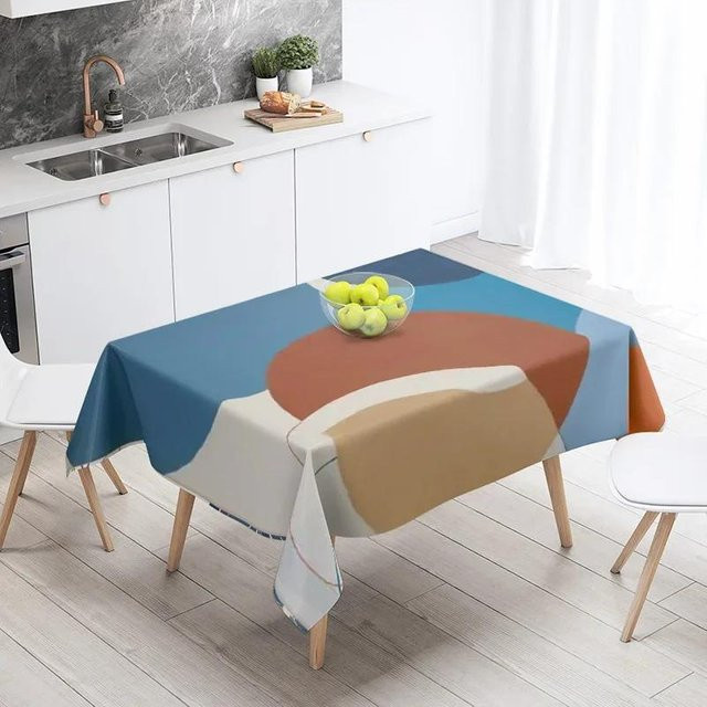 Wasserdichte Tischdecke JINGYUE Pet mit abstraktem geometrischem Design, Mehrfarbig, B: 100 cm, T: 145 cm - Bild 1