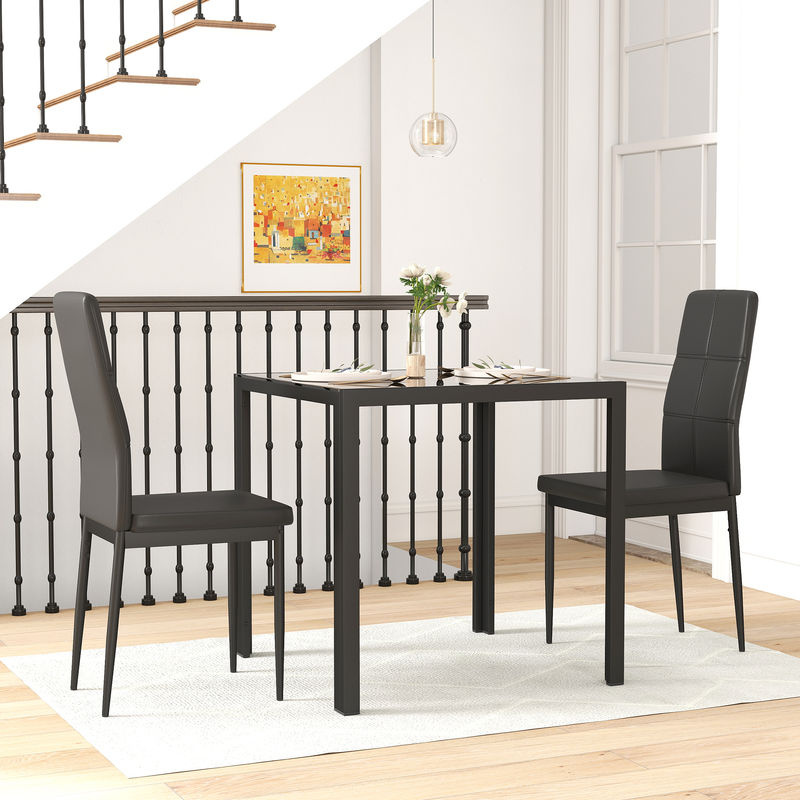 Aosom Esszimmergruppe Modern mit Esstisch aus Glas und 4 Stühlen in Schwarz - Bild 2