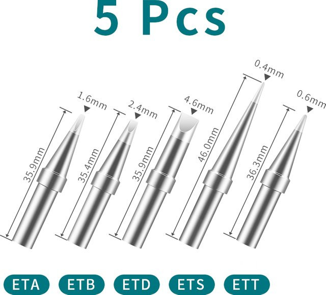 Weller Lötkolben Spitzen Set für ET Serie und WES51/WESD LR21 in Silber, 5 oder 6 Teile pro Satz - Bild 1