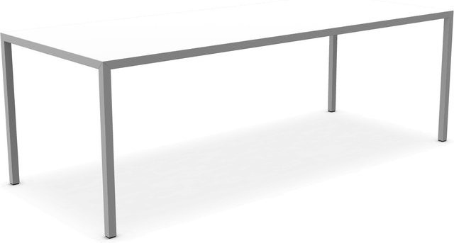 MDF Italia Tense Tisch in Weiß mit Steinmineralien und Aluminiumprofilrahmen - Bild 1