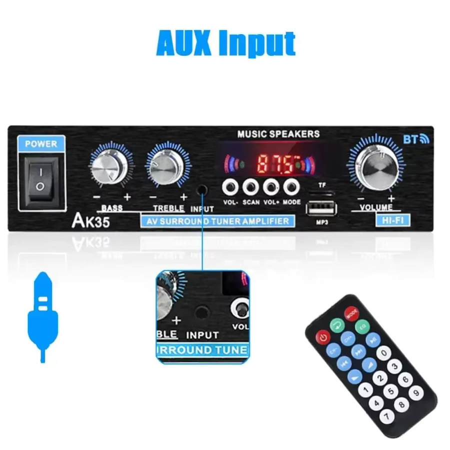 AK35 HiFi Digital Bluetooth Verstärker mit MP3, USB und FM in Schwarz - Bild 5