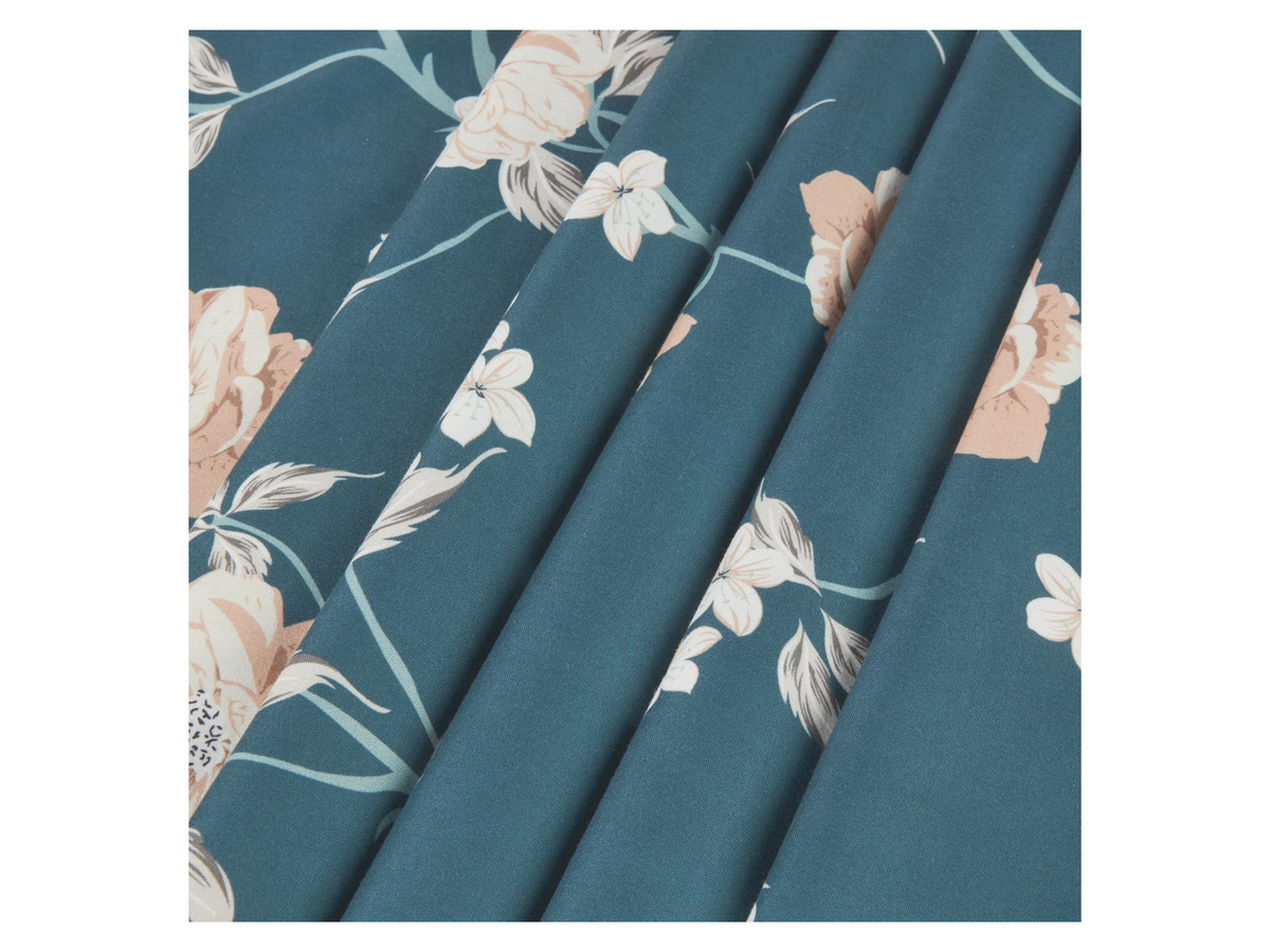 LIVARNO HOME Mikrofaser-Satin-Bettwäsche in Blau mit Reißverschluss, B/H: 155 x 220 cm und 2 Kissenbezügen (80 x 80 cm) - Bild 2