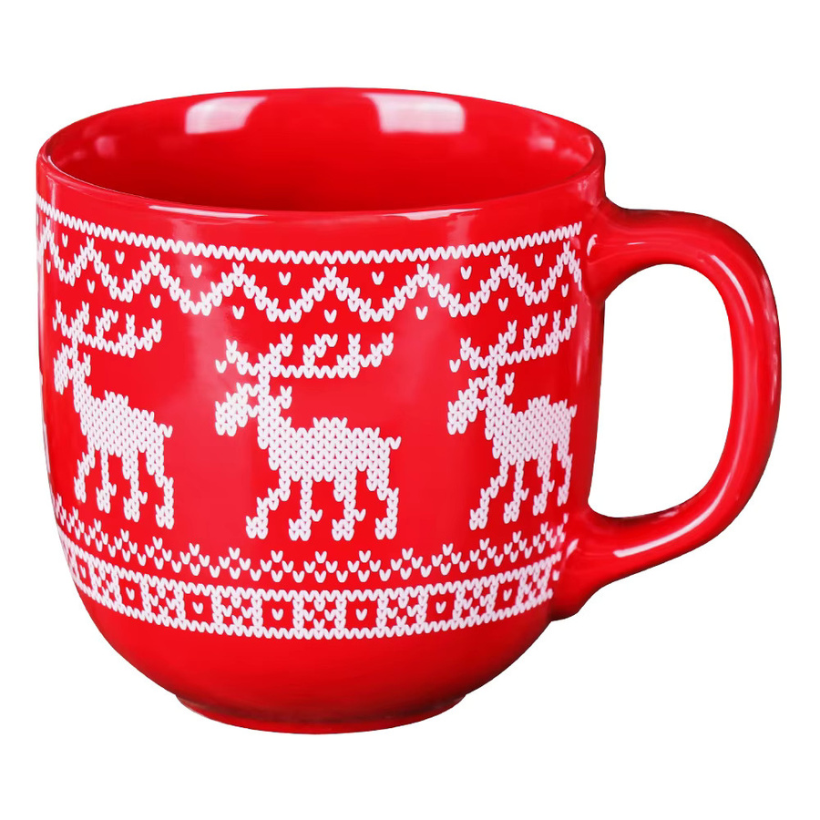 Silverbox Keramiktasse mit Weihnachtsbaum und Rentier Motiv, 350 ml, Schwarz-Rot-Silber - Bild 2
