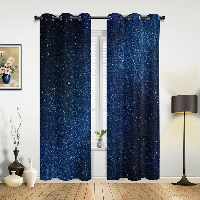 Star Galaxy Sternenhimmel Vorhang mit Sternen-Motiv, Schwarz, Breite: 135 cm, Höhe: 60 cm - Bild 1