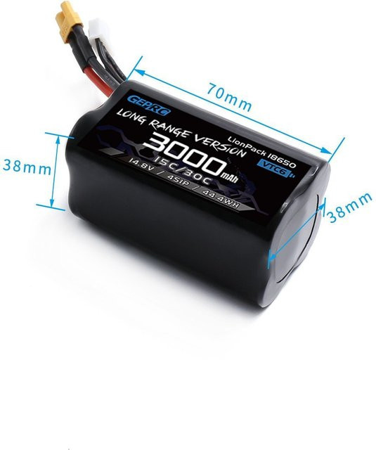GEPRC VTC6 18650 4S1P Li-Ion Akku Pack, 3000 mAh, Schwarz - Bild 1