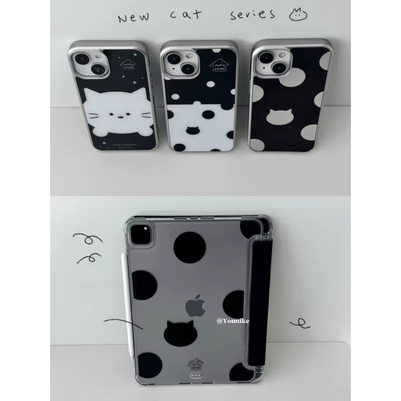 Vintage iPad Hülle mit gepunktetem Katzenmädchen-Motiv für Apple iPad Pro 10/11 Zoll und iPad Air 3/4/5 Generation - Bild 2