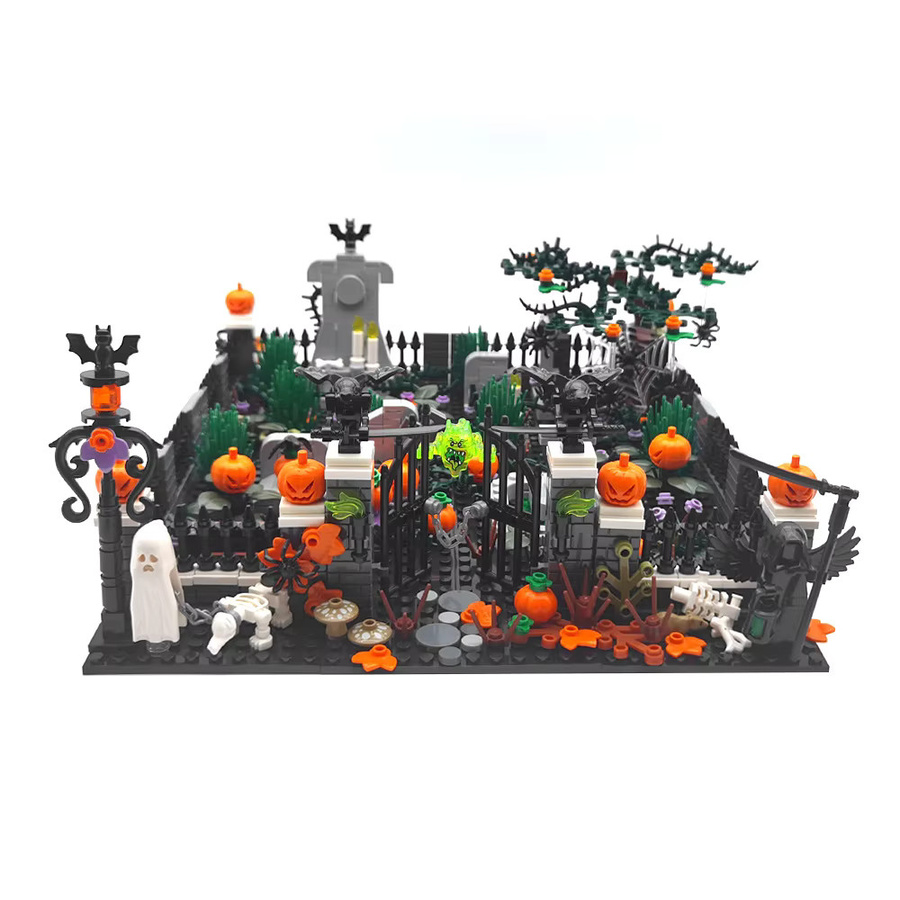 SixBricks MOC Halloween Dekoration Tod Geist Friedhof Spukhaus Bausteine Set - Bild 2