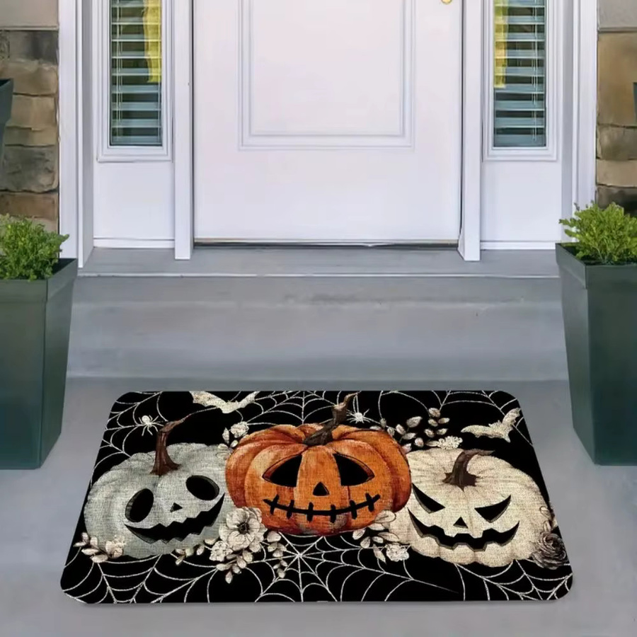 VIKAMA Halloween Willkommens-Bodenmatte mit Geister-, Kürbis- und Spinnennetz-Motiv, mehrfarbig, B/T: 60 x 40 cm - Bild 5