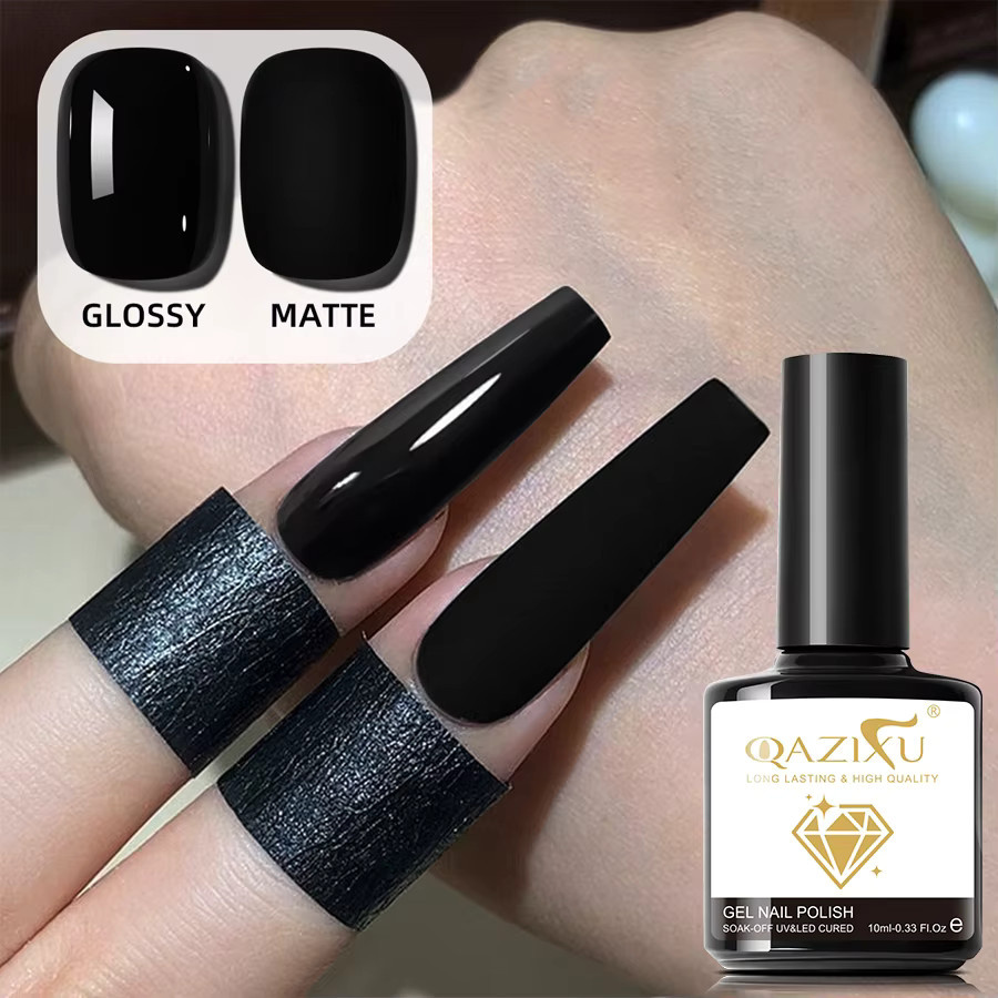 QAZIXU Nagellack Gel, schwarz, glänzend, 10 ml - Bild 4