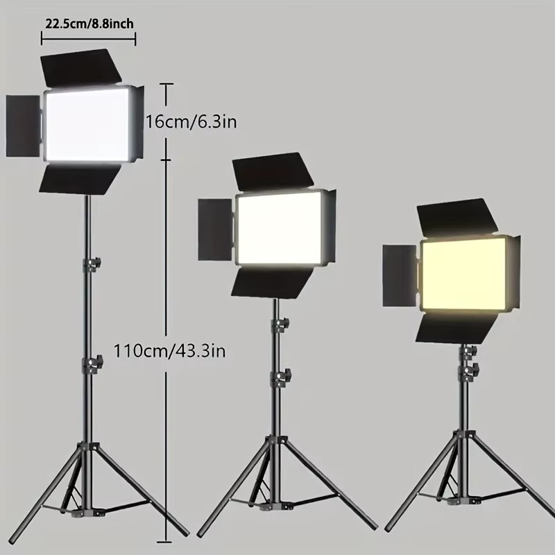 Quadratisches 9-Zoll LED-Ringlicht für Video und Fotografie mit 43-Zoll Stativ, USB-Stromversorgung, 3 einstellbaren Lichtfarben und 4-Blatt-Diffusor in Schwarz - Bild 6