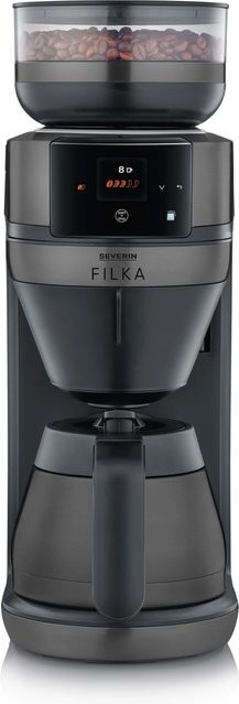Severin Filterkaffeemaschine KA 4855 FILKA 2.0 mit integriertem Mahlwerk und Thermokanne in Silver und Schwarz - Bild 1