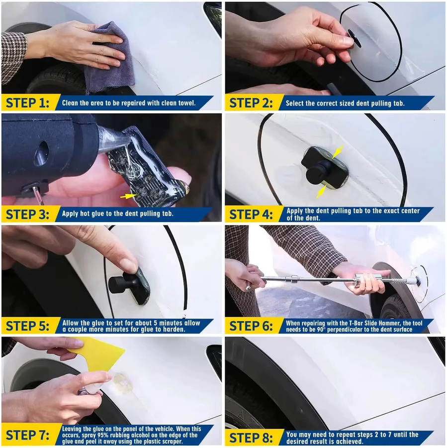 Super PDR Professionelles Beulenreparatur Set für lackfreie Autohagelschaden Reparatur mit Saugnapf und Beulenzieher - Bild 3
