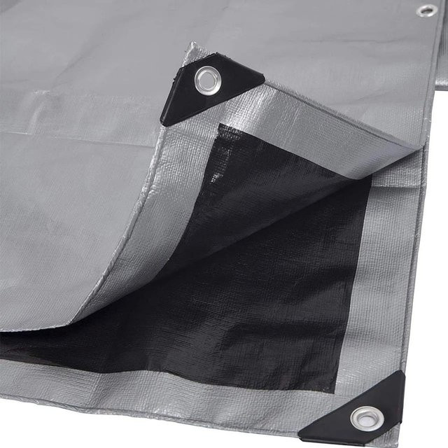 WOLTU Abdeckplane Wasserdicht aus PE mit Ösen, Grau-Schwarz, B: 6 m, T: 4 m - Bild 1