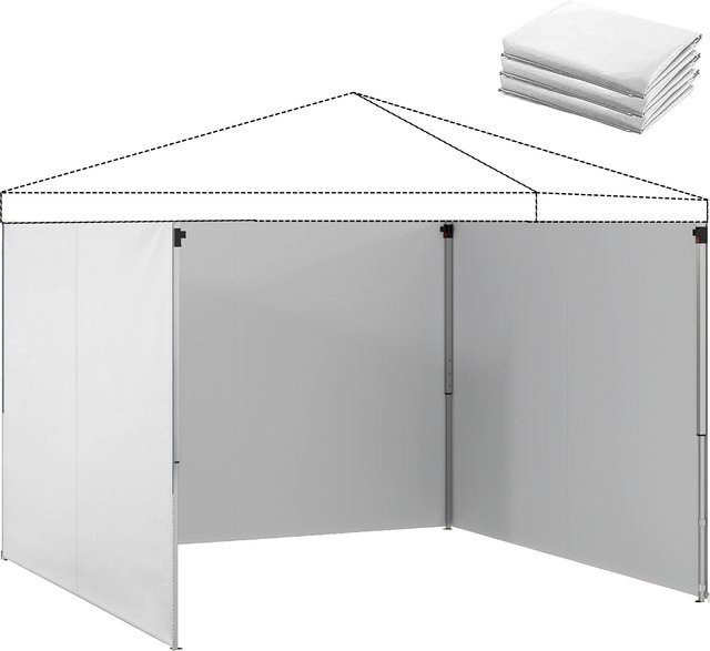 Outsunny Ersatz-Seitenwände für Pavillons 3x3 m, 3 Stück aus Oxford-Gewebe mit Reißverschluss, Weiß, B/H: 300 x 200 cm - Bild 1