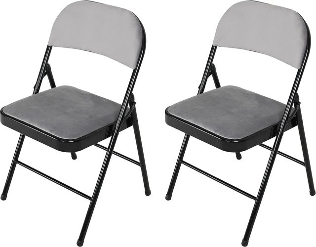 HTI-Living Klappstuhl Wedigo Velvet Grau 2er-Set aus Metall - Bild 1