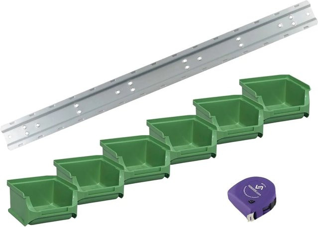 vasalat Set Stapelboxen mit Wandhalterung, Grün, 6 Stück, B/T/H: 10,2 x 10,2 x 10,2 cm - Bild 1