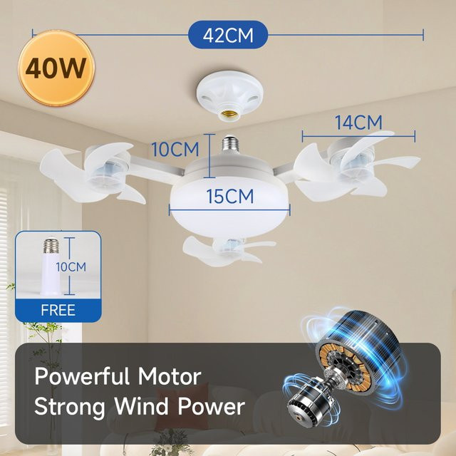 CHENBEN Deckenventilator mit Licht und Fernbedienung, E27 Fassung, Weiß, Modernes Design - Bild 1