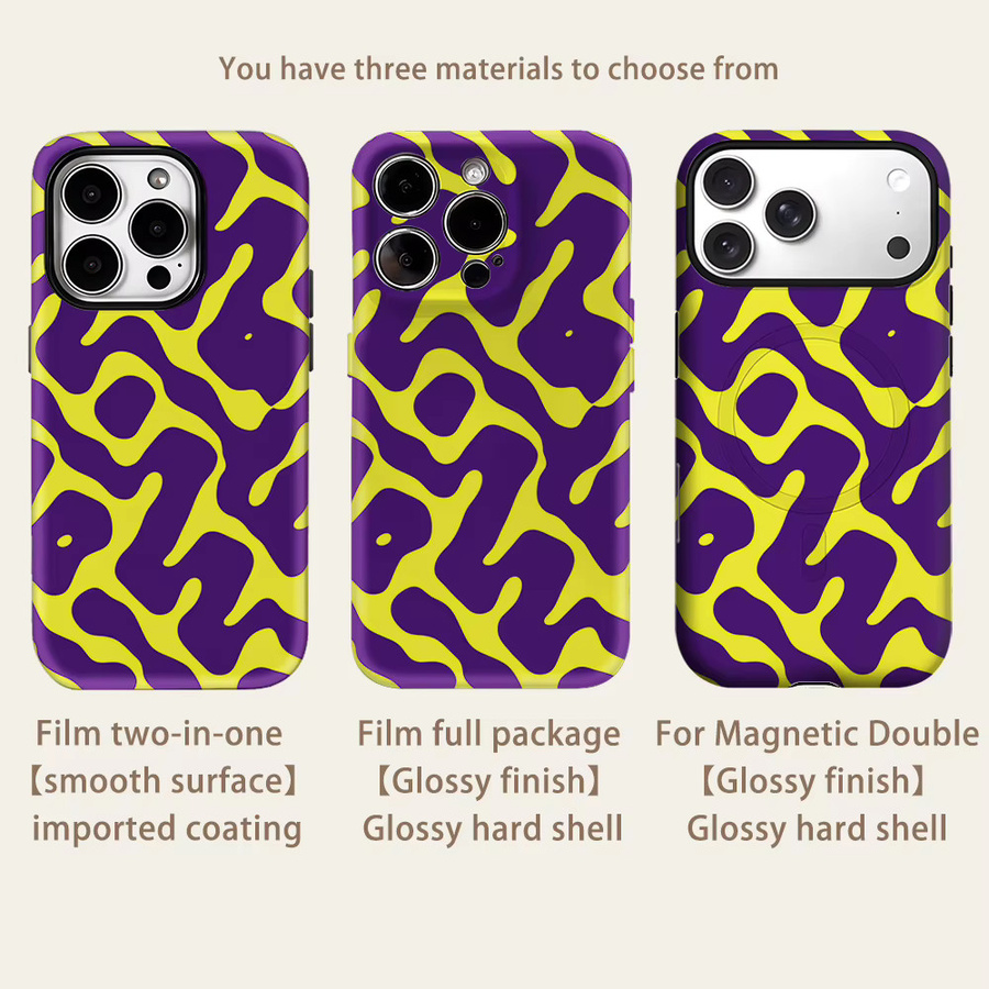Magnetische iPhone Hülle mit lila-gelber Wellenform, Tough Case für iPhone 17, 16, 15 Pro Max und Plus - Bild 2