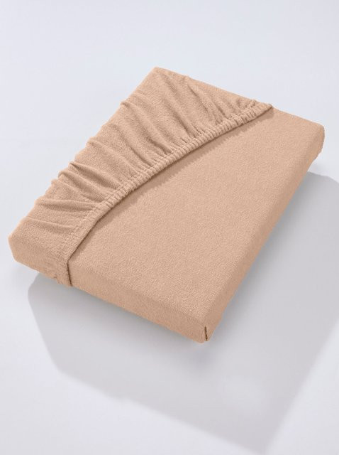 Biberna Betttuch Frottee-Stretch in Beige, bügelfrei, 80% Baumwolle und 20% Polyamid - Bild 1