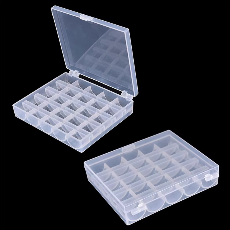 ouhoe Spulenrollen Aufbewahrungsbox aus Kunststoff für 25 Spulen, transparent - Bild 2