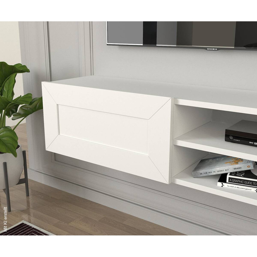 Modernes TV-Lowboard Piuma weiß wandmontierbar B/H/T: 180 x 29,1 x 29,6 cm - Bild 2
