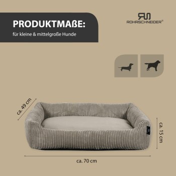 Rohrschneider Hundebett aus Cord in Beige mit abnehmbarem Bezug und erhöhtem Rand - Bild 2
