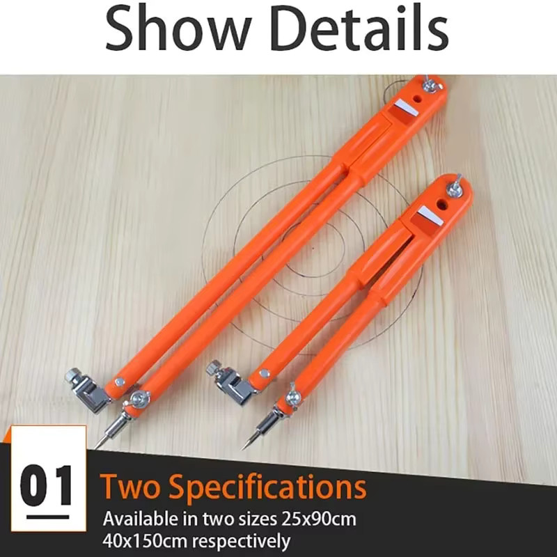 Verstellbarer Zimmermanns-Präzisions-Zirkel für die Holzbearbeitung in Orange, Durchmesser: 150 cm - Bild 2