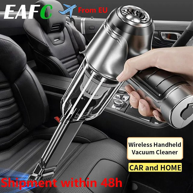 EAFC Kabelloser Mini-Staubsauger 120 W, Tragbarer Nass- und Trockenstaubsauger für das Fahrzeug in Silber - Bild 1